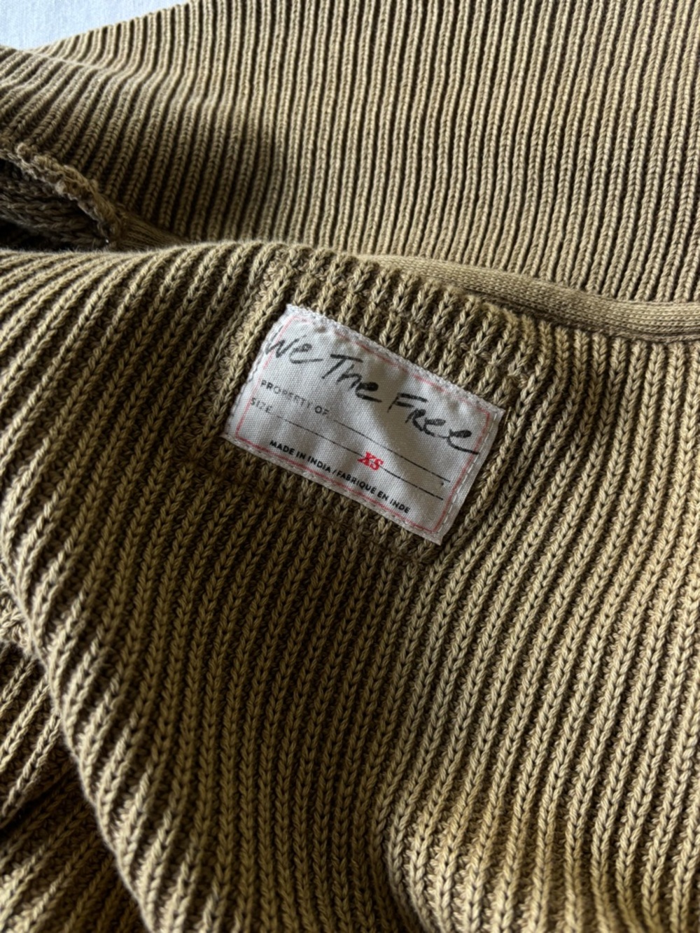 Free People Worn Thru Surplus Cotton Cardigan Beige XS Slouchy Knit - Picture 4 of 9